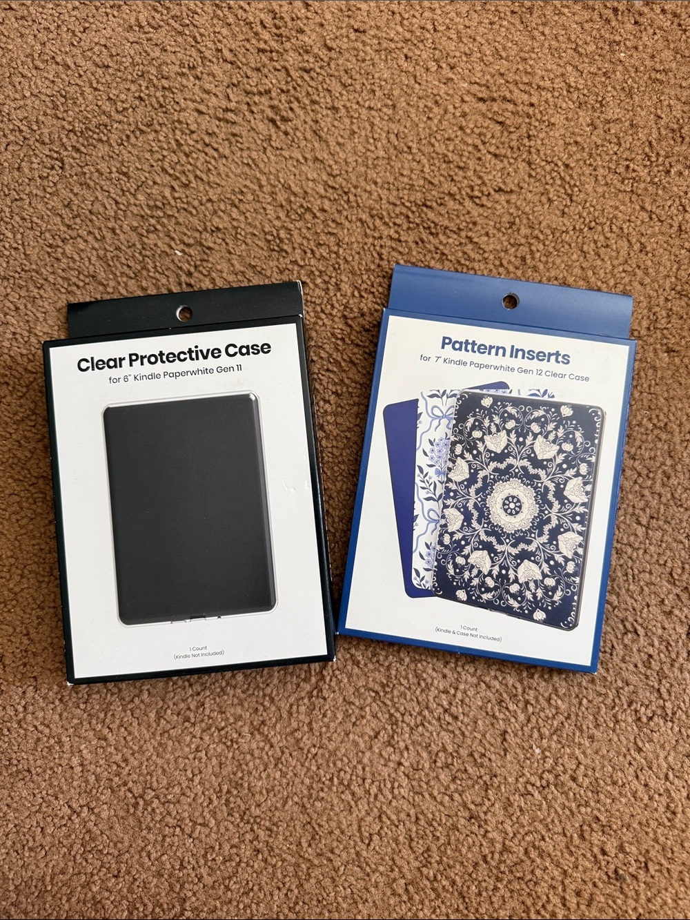 Clear Protective Case & Blue Pattern Inserts for 6" Kindle - Pack